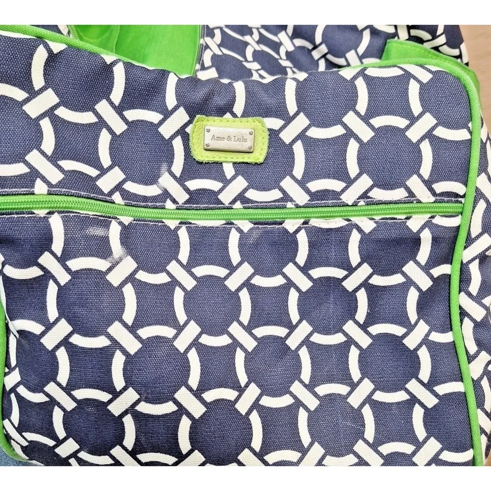 Ame & LuLu Weekender XL Duffle Green Blue White Extra‎ Large Travel Tote Beach